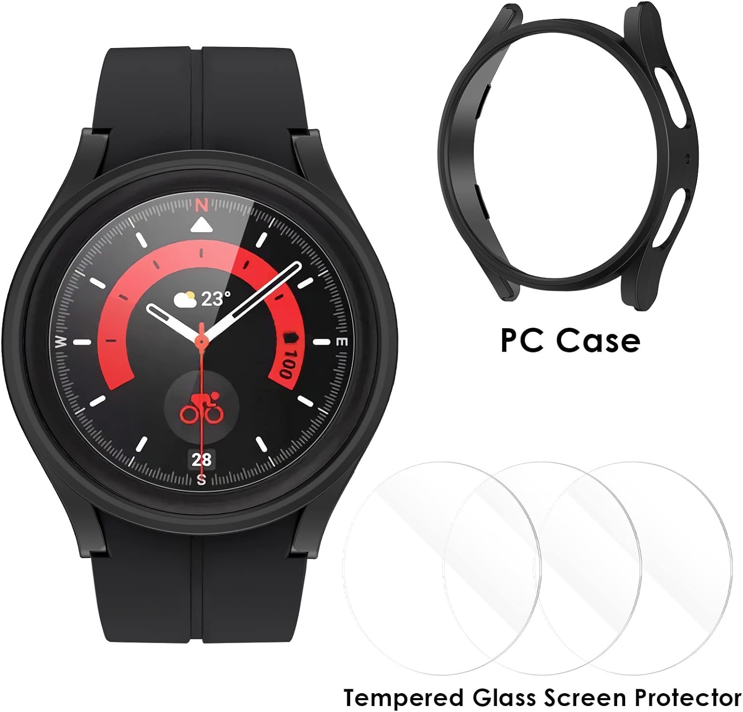 Samsung Galaxy Watch 5 Pro 45mm ochranná krytka čierna a 2ks ochranné sklo