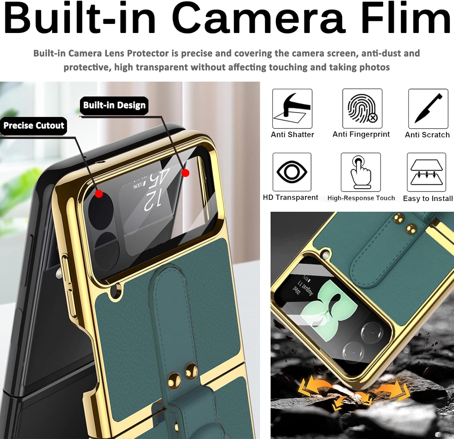 Samsung Galaxy Z Flip 4 5G kožené púzdro zelené