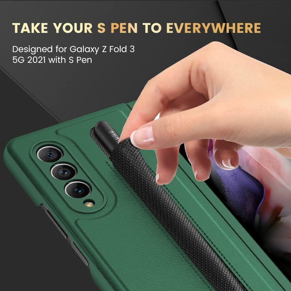 Samsung Galaxy Z Fold 3 púzdro s držiakom na S Pen zelené