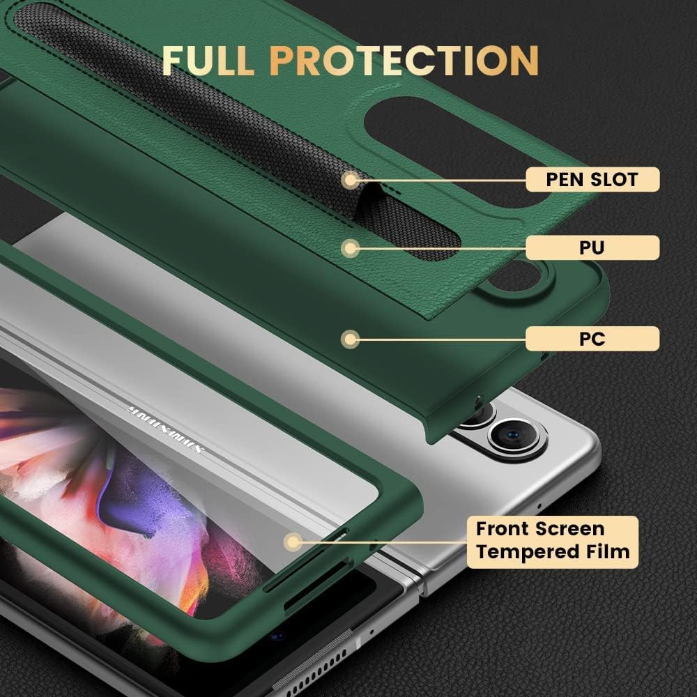 Samsung Galaxy Z Fold 3 púzdro s držiakom na S Pen zelené