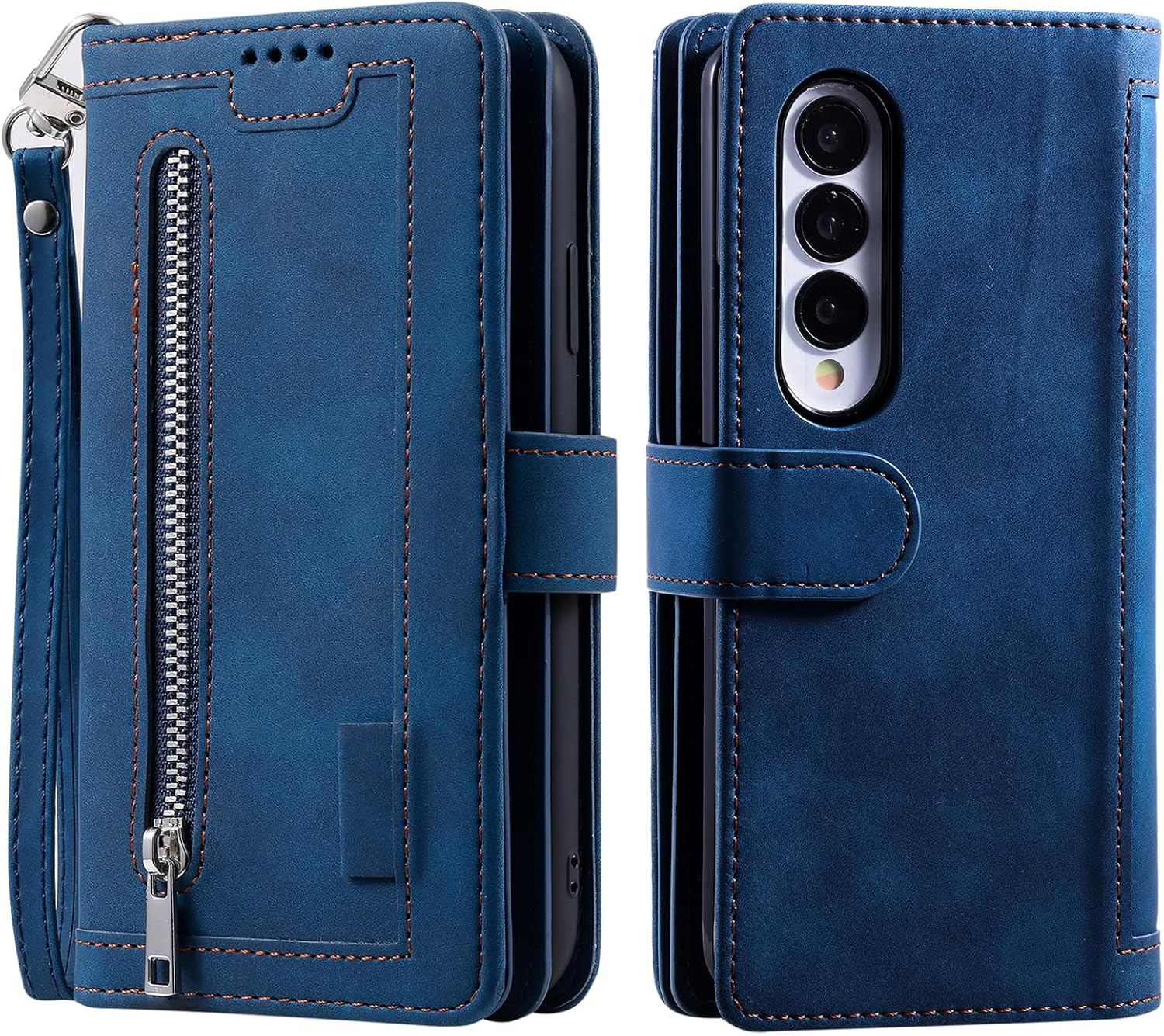 Samsung Galaxy Z Fold 4 kožené peňaženkové púzdro modré