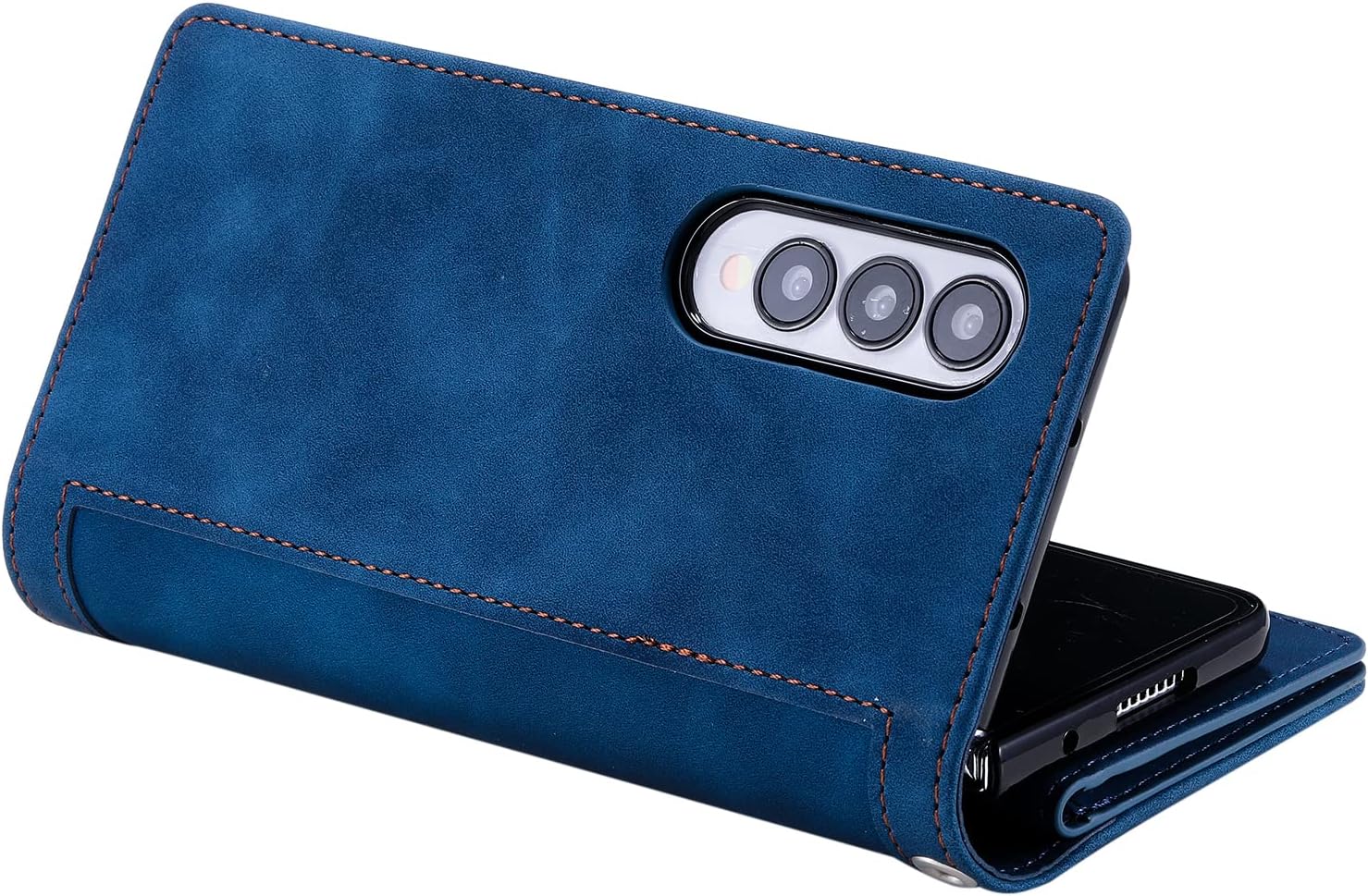 Samsung Galaxy Z Fold 4 kožené peňaženkové púzdro modré