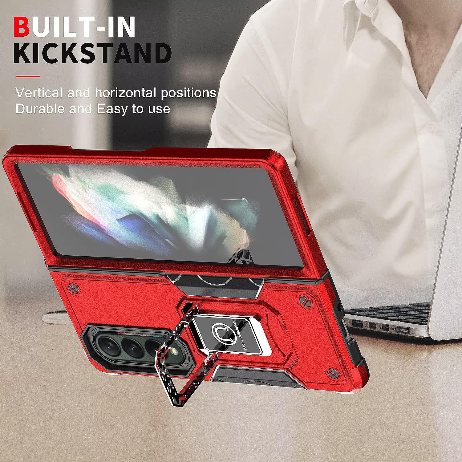 Samsung Galaxy Z Fold 4 púzdro Bielo modré s držiakom