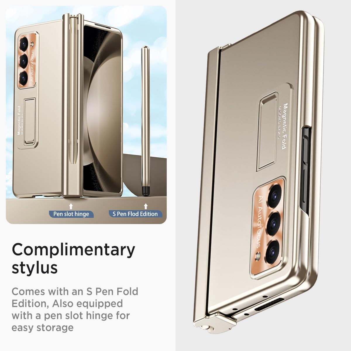 Samsung Galaxy Z fold 5 Luxusné zlaté púzdro s dotykovým perom