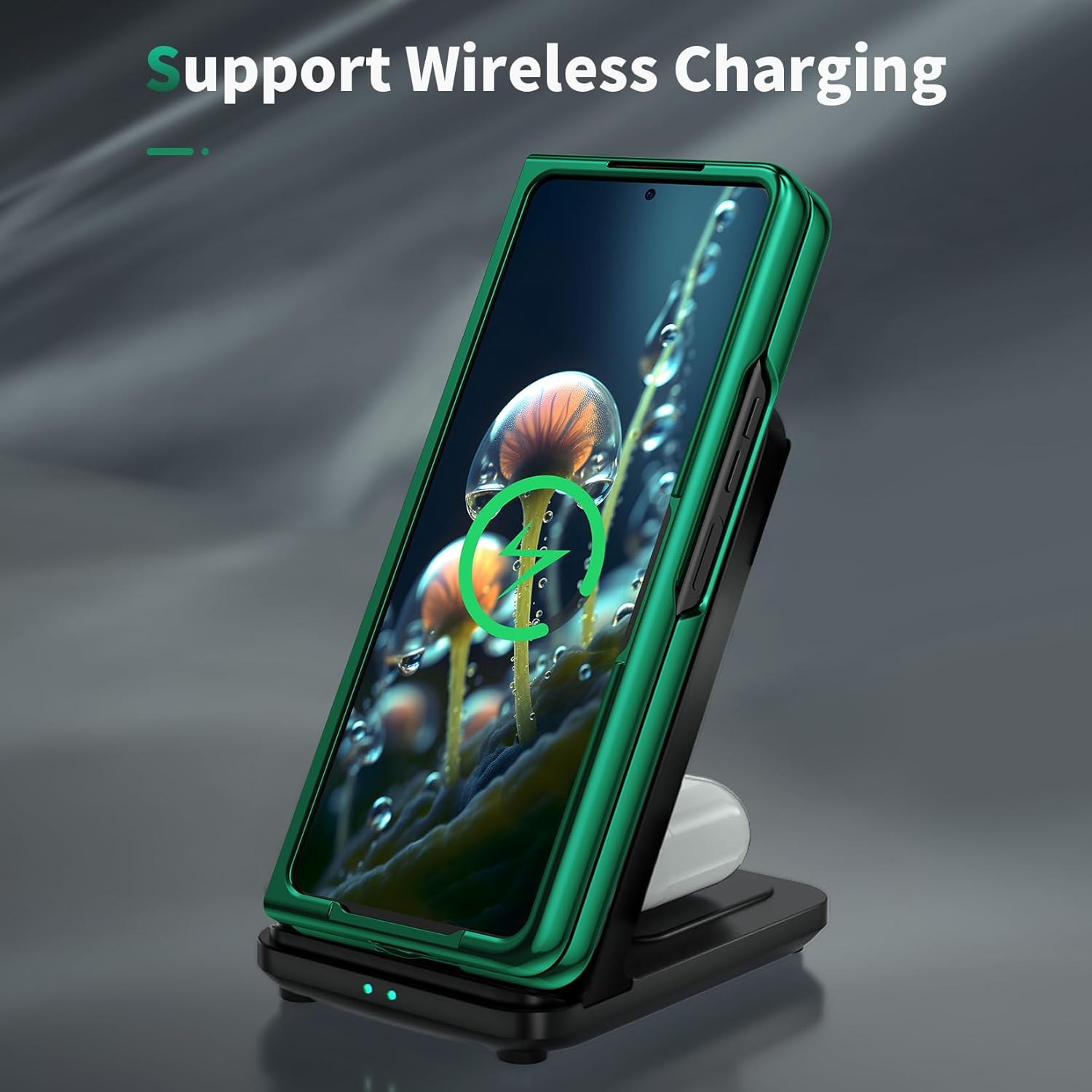 Samsung Galaxy Z Fold 5 Priehľadné púzdro so zeleným lemom