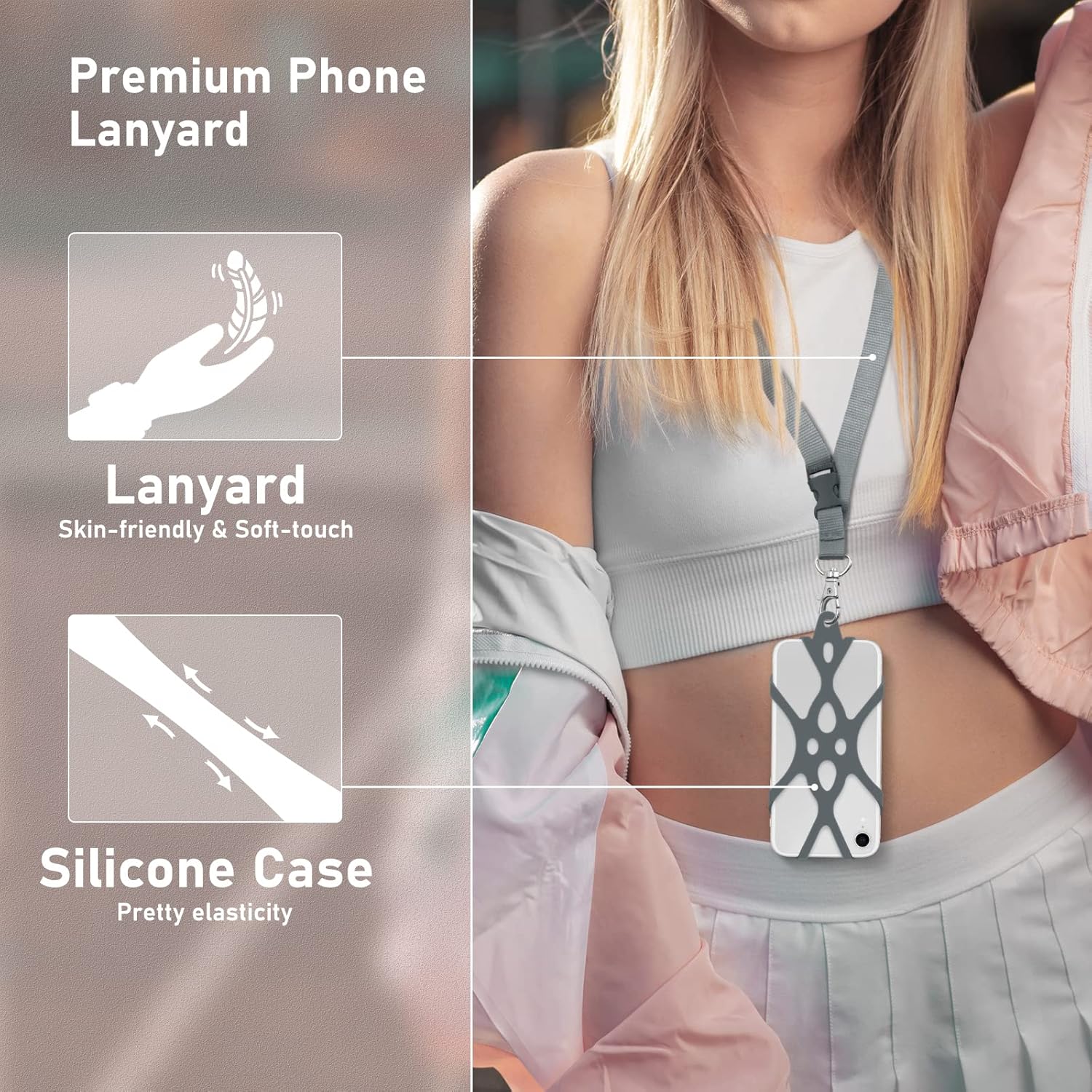 Silikónový držiak na telefón sivý univerzálny