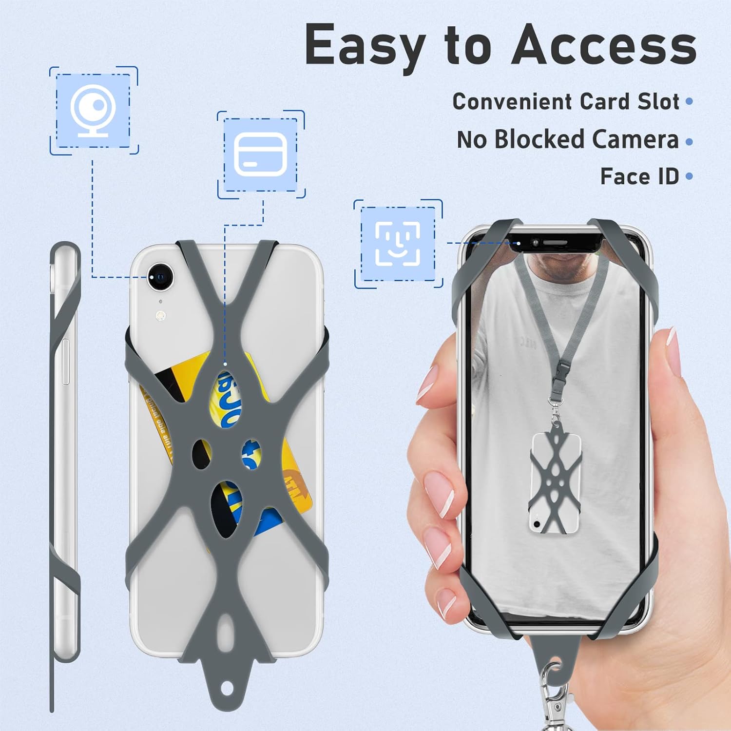 Silikónový držiak na telefón sivý univerzálny