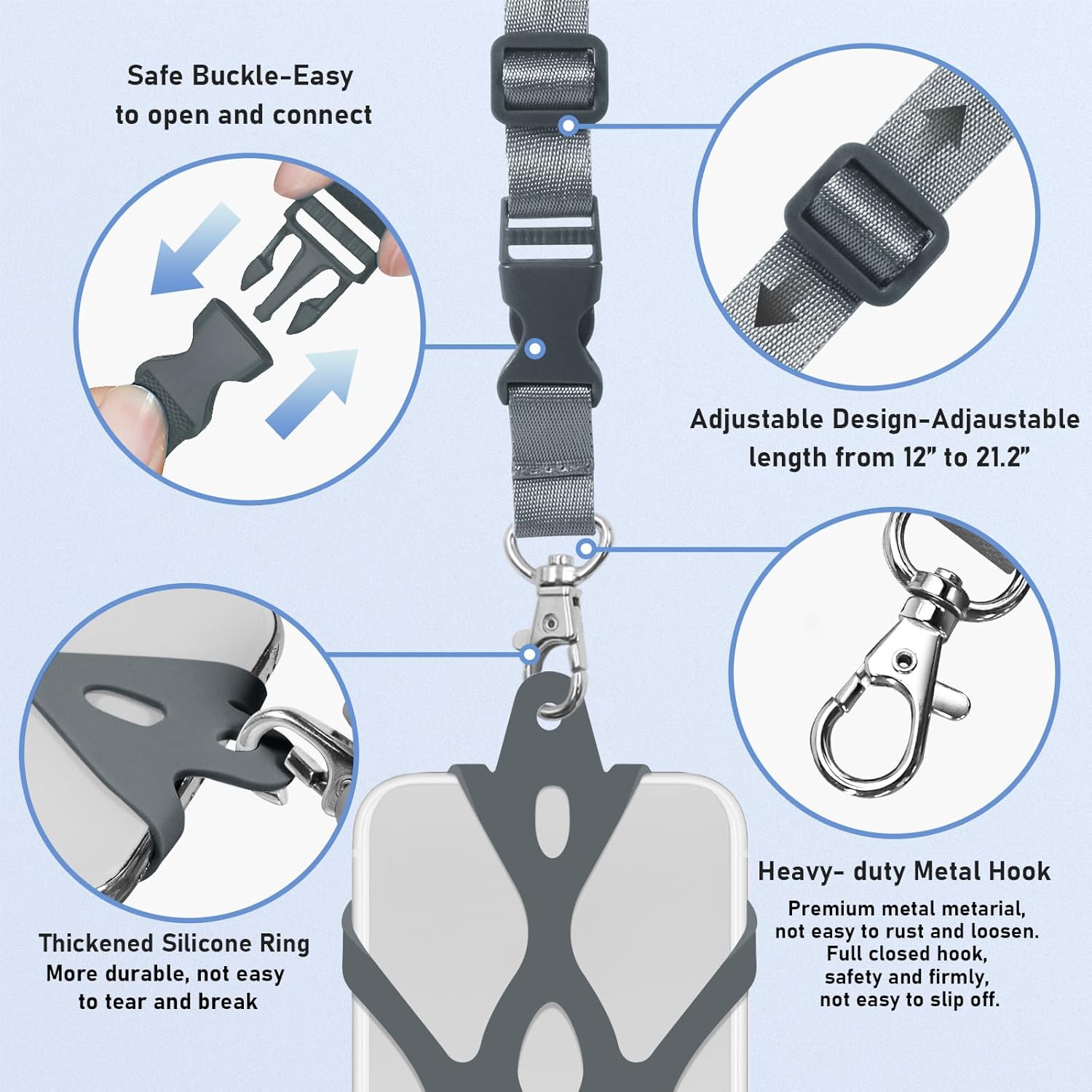 Silikónový držiak na telefón sivý univerzálny