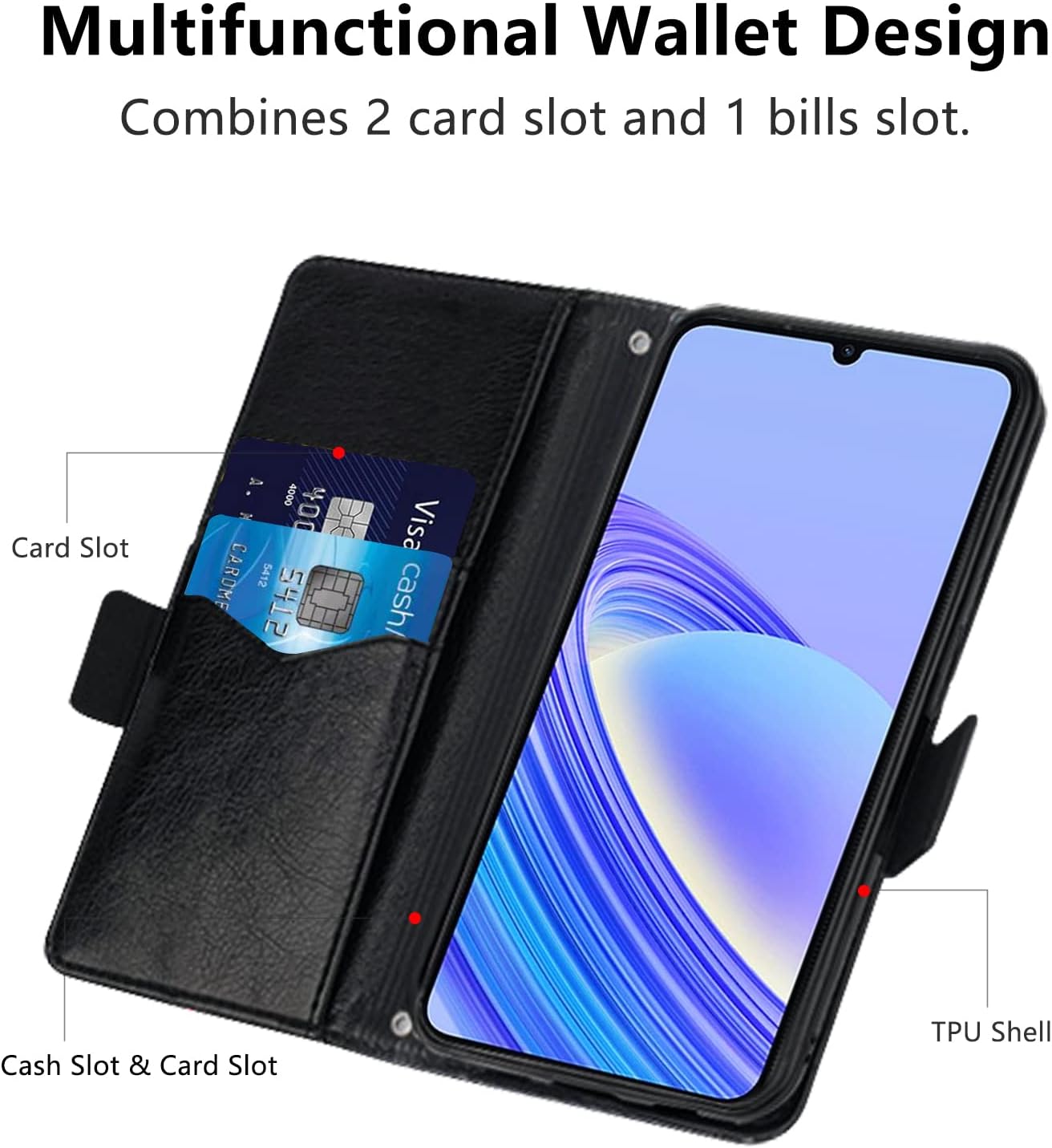 TCL 40SE čierne kožené púzdro