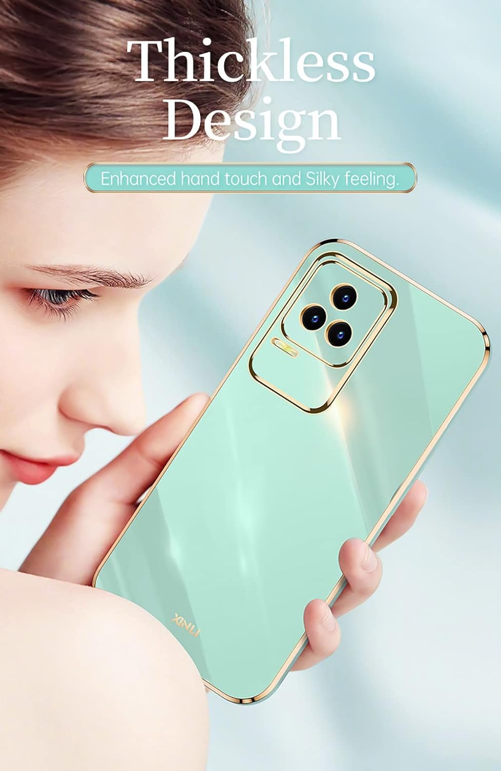 Xiaomi Poco F4 silikónové púzdro zelené so zlatým lemom
