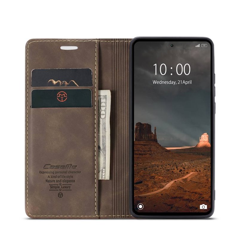 Xiaomi Redmi 12C kožené púzdro Caseme hnedé