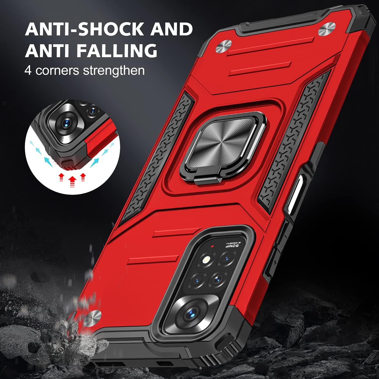 Xiaomi Redmi Note 11 4G / Note 11S púzdro Armor Ring červené