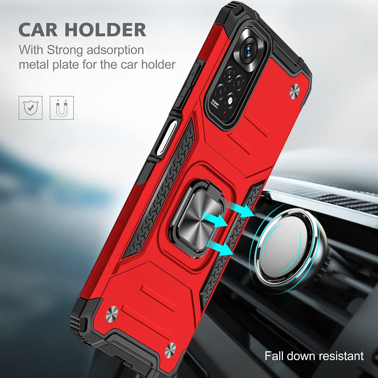 Xiaomi Redmi Note 11 4G / Note 11S púzdro Armor Ring červené