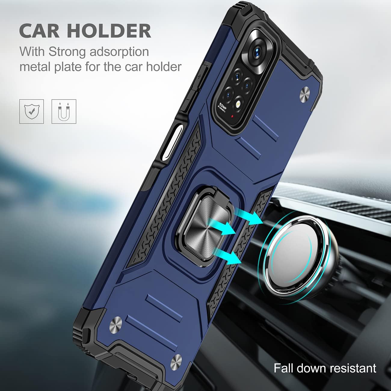 Xiaomi Redmi Note 11 4G / Note 11S púzdro Armor Ring tmavomodré