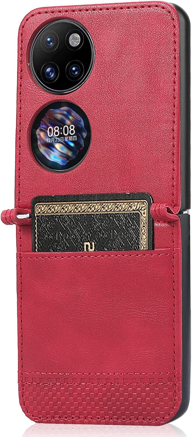 Huawei P50 Pocket zadné púzdro kožené červené
