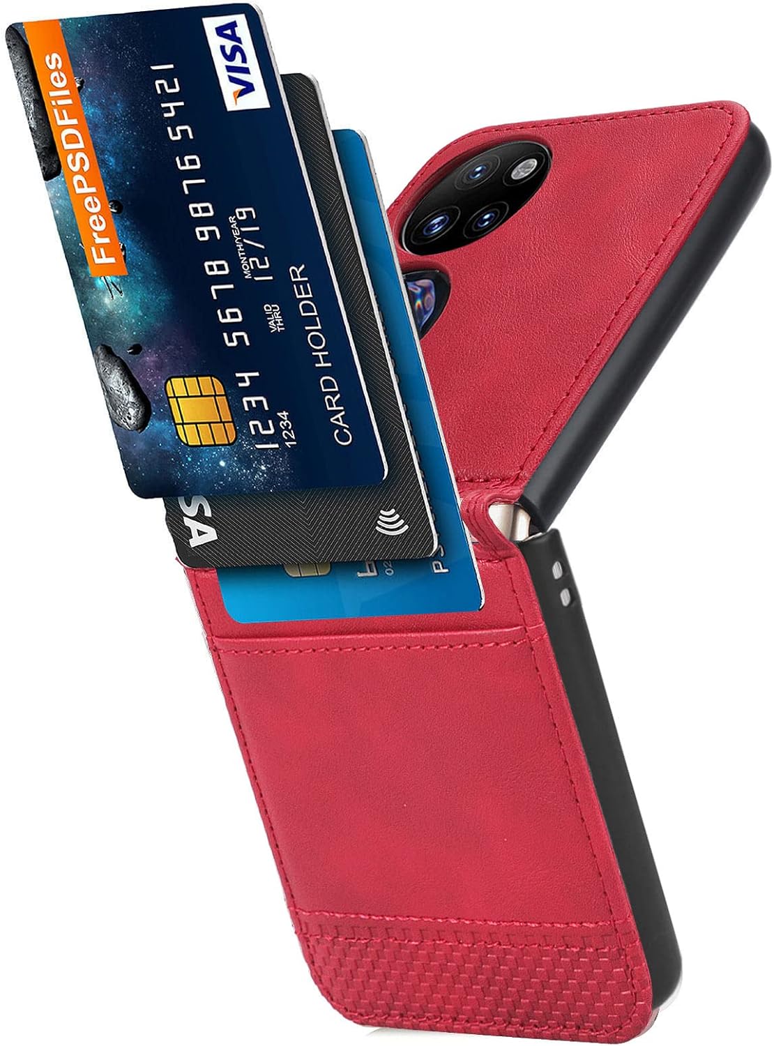 Huawei P50 Pocket zadné púzdro kožené červené
