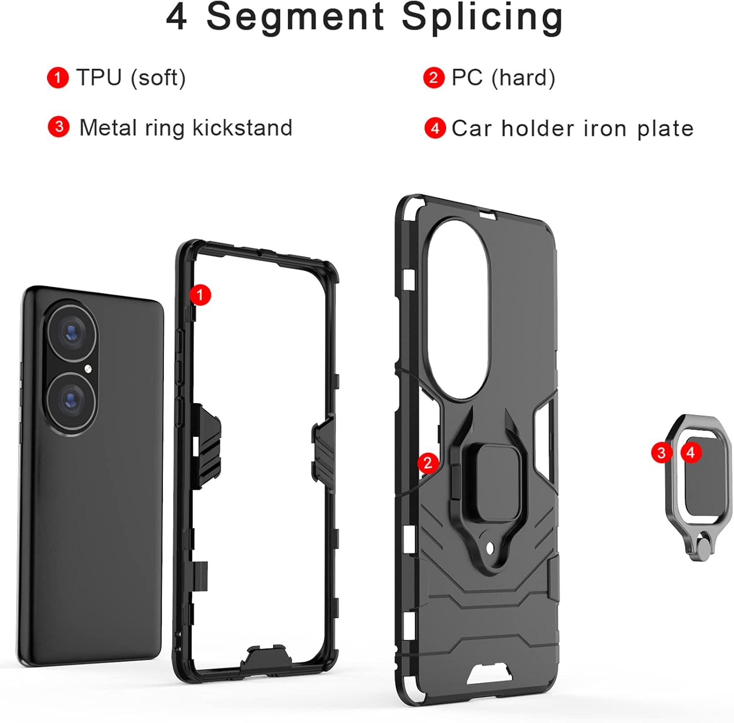 Huawei P50 púzdro Armor Ring čierne
