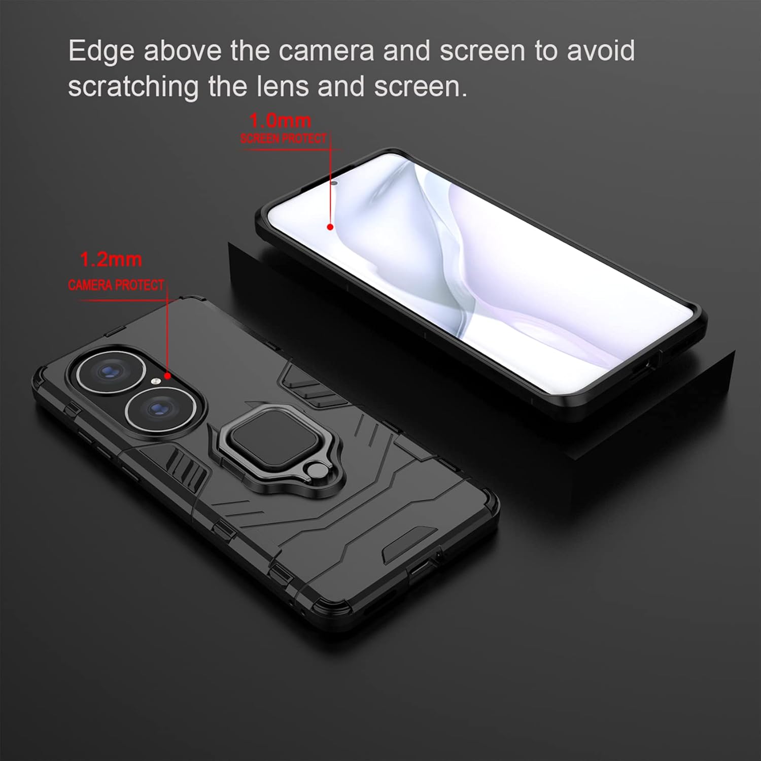 Huawei P50 púzdro Armor Ring čierne