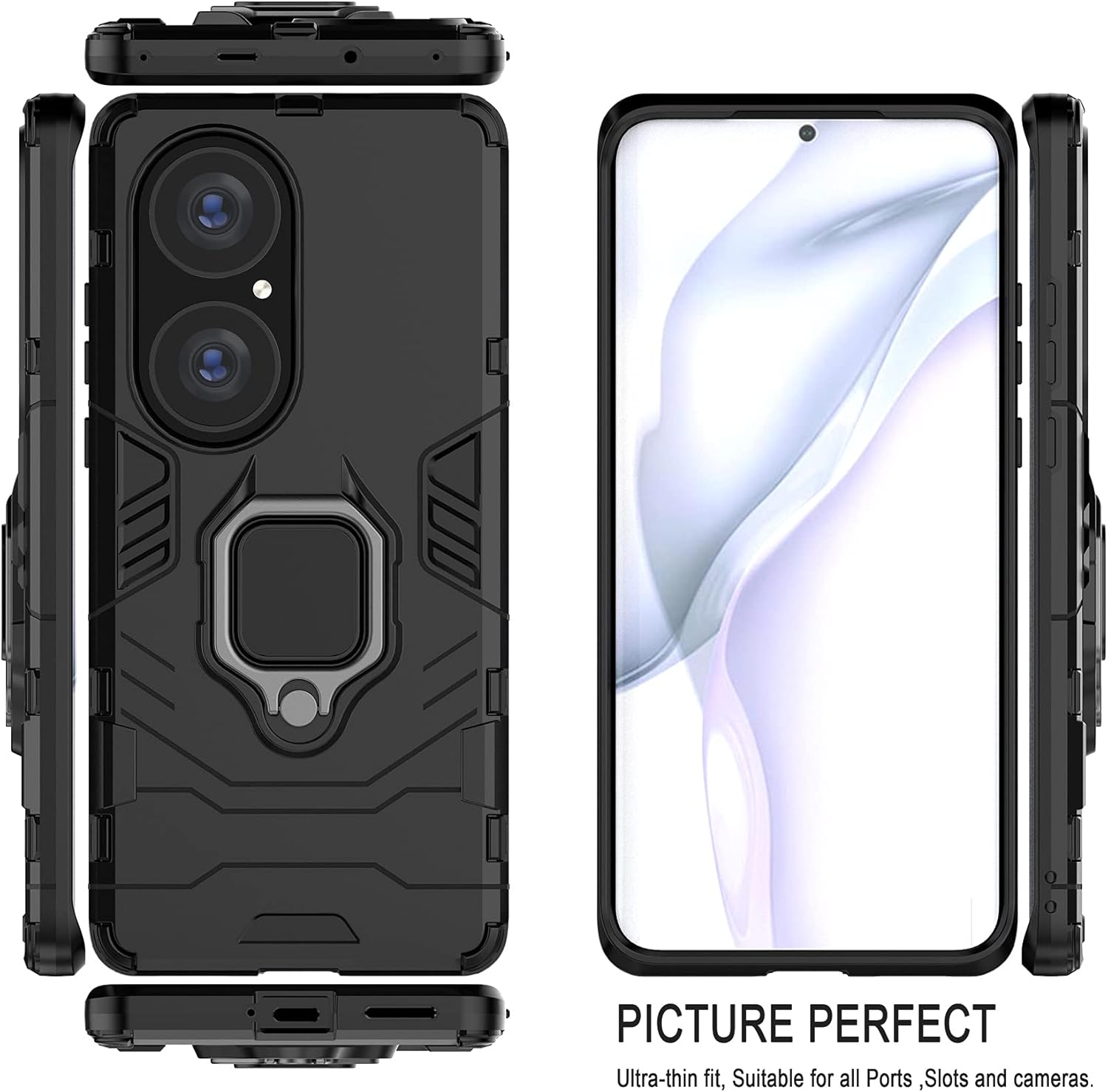 Huawei P50 púzdro Armor Ring čierne