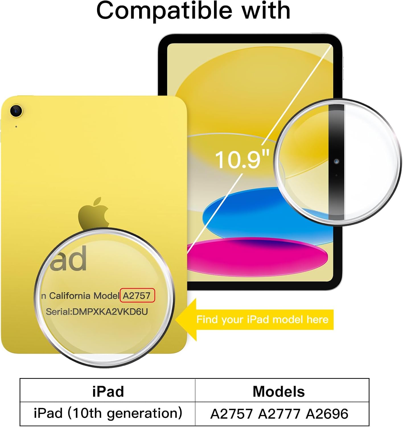 iPad 10 10,9" model 2022 Wake / Sleep púzdro JETech žlté
