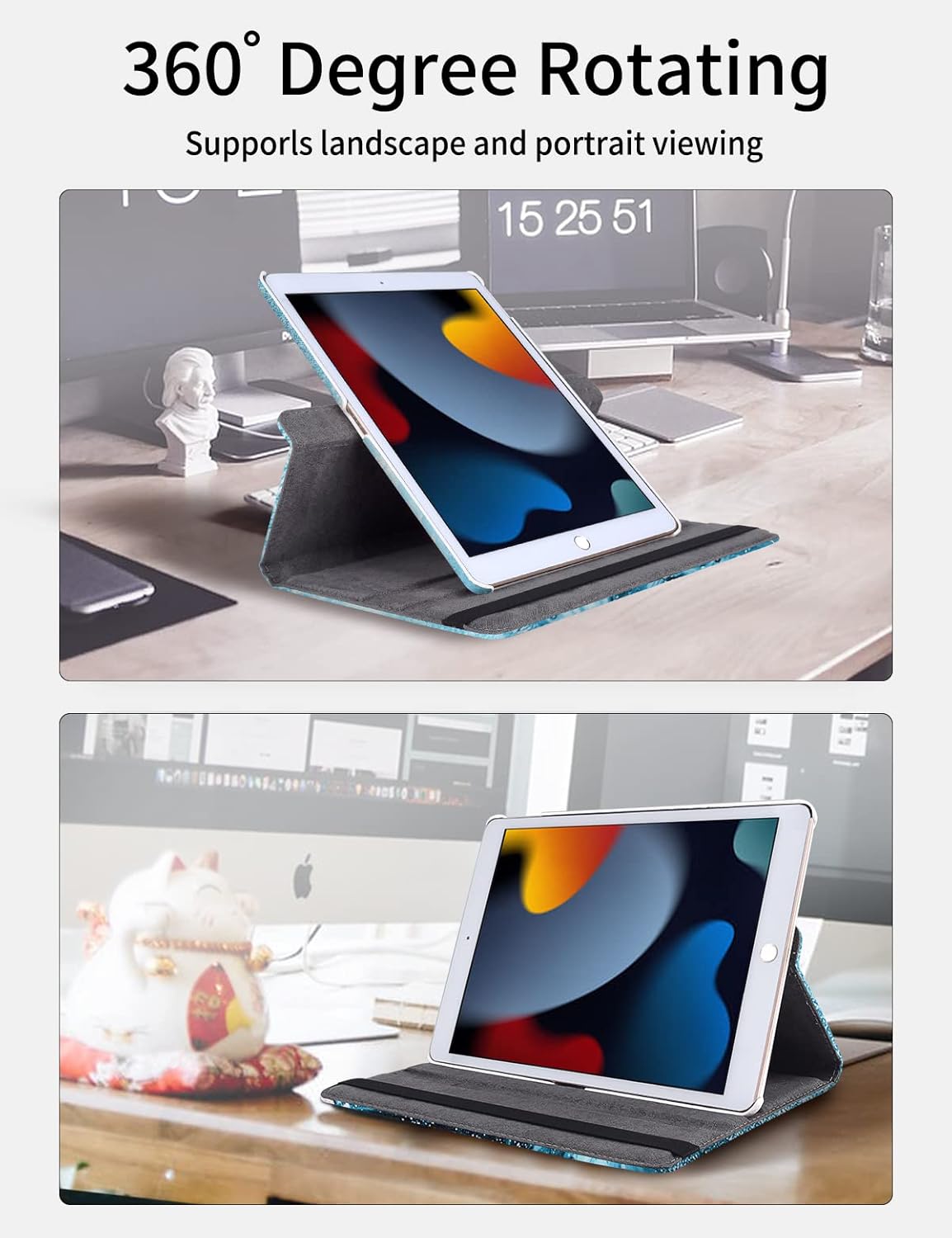 iPad 10,2" 7 / 8 / 9 2019 / 2020 / 2021 otočné púzdro Smart book modrý mramor