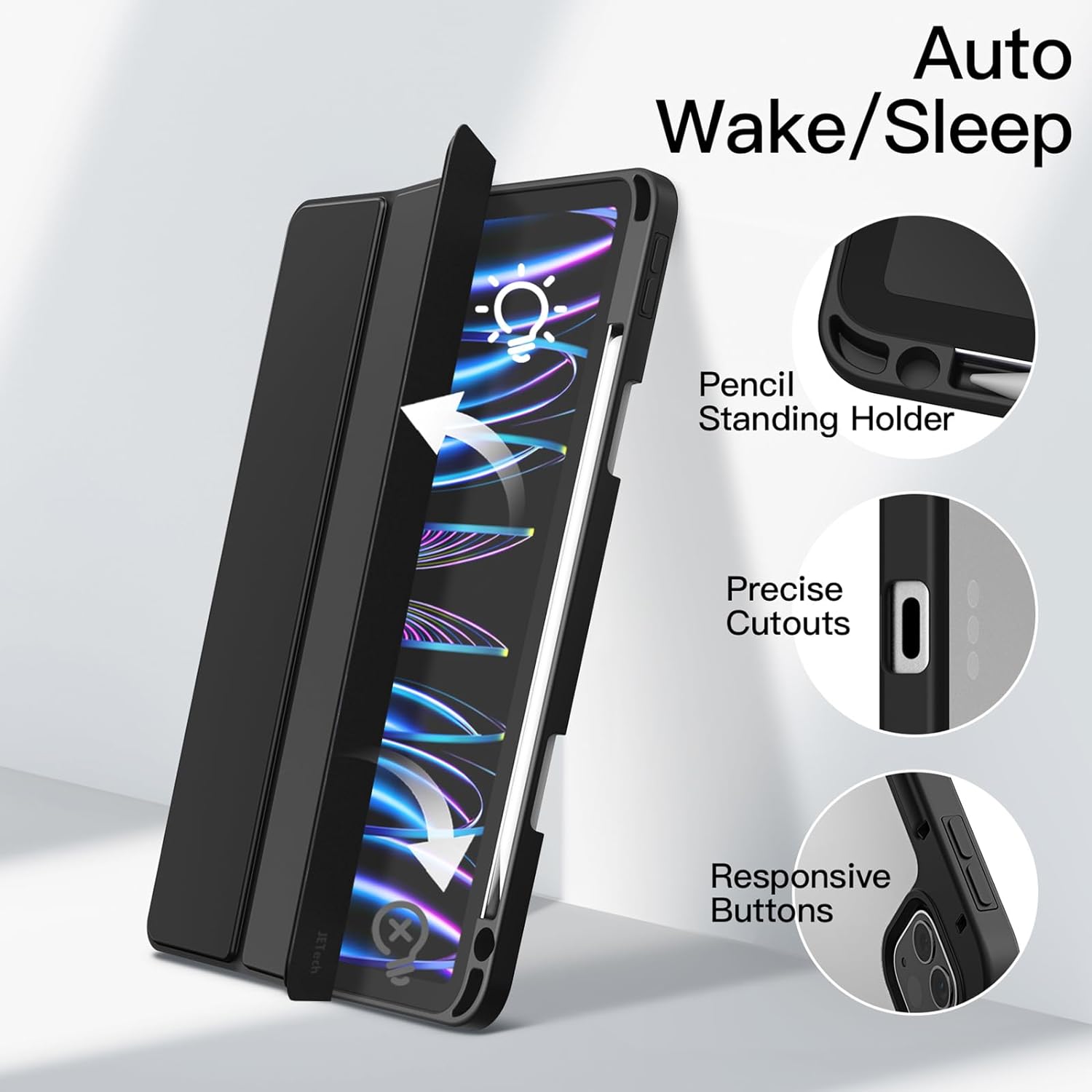 iPad 11 Pro 11" (2022/2021/2020/2018) Wake / Sleep púzdro JETech čierne