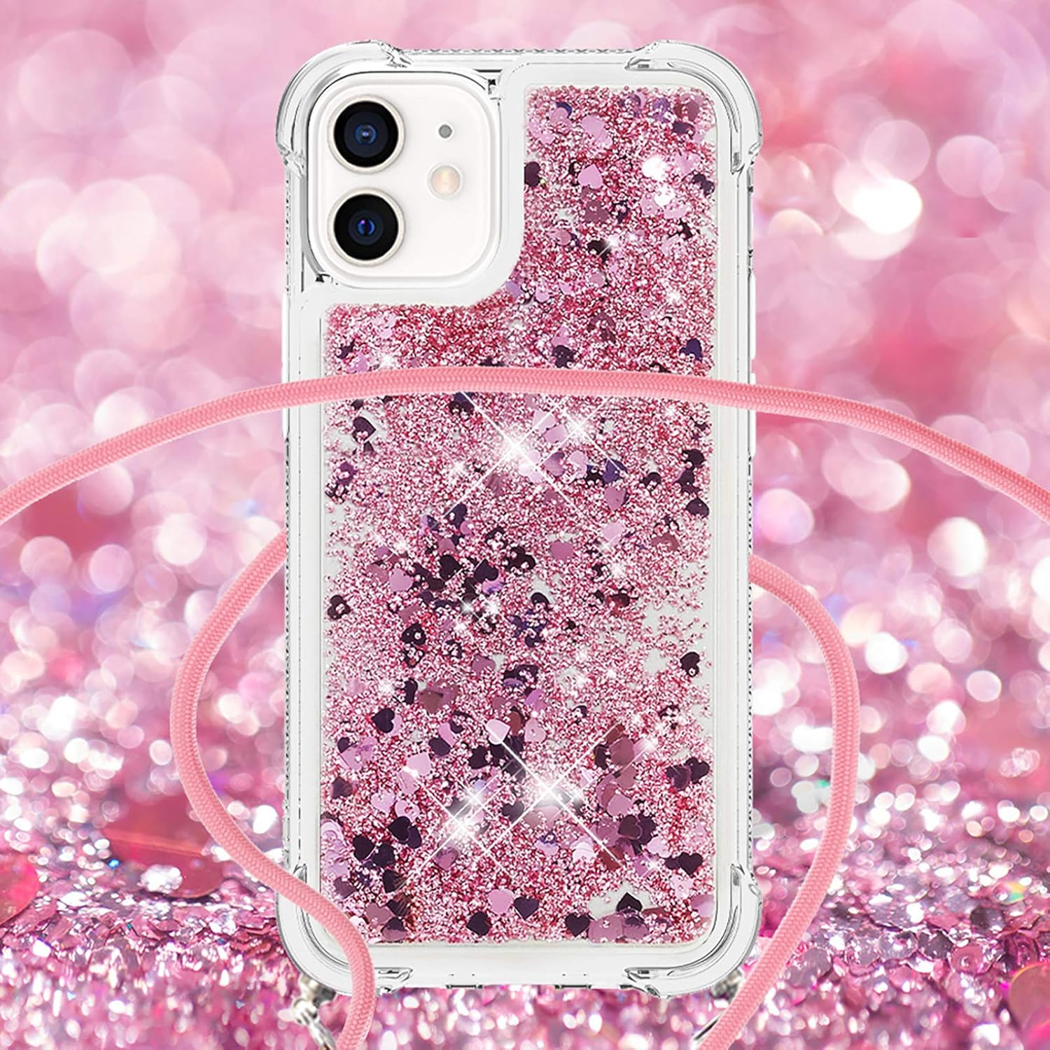 iPhone 11 Pro zadné odolné púzdro Armor s tečúcimi trblietkami a šnúrkou