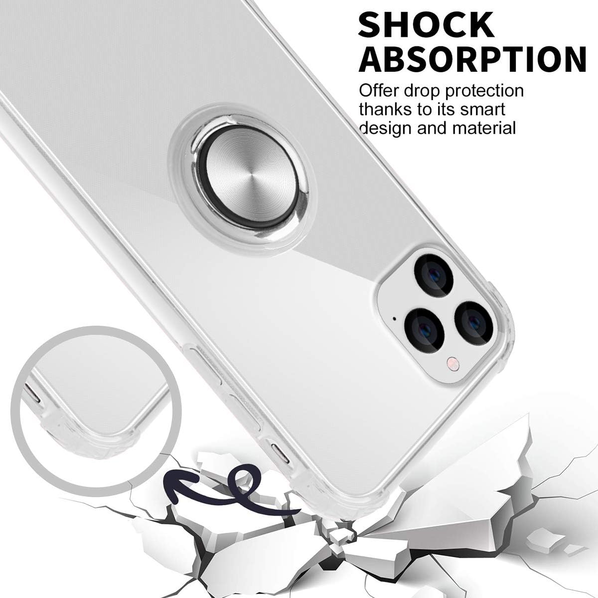iPhone 11 Pro zadné púzdro s prsteňom priehľadné