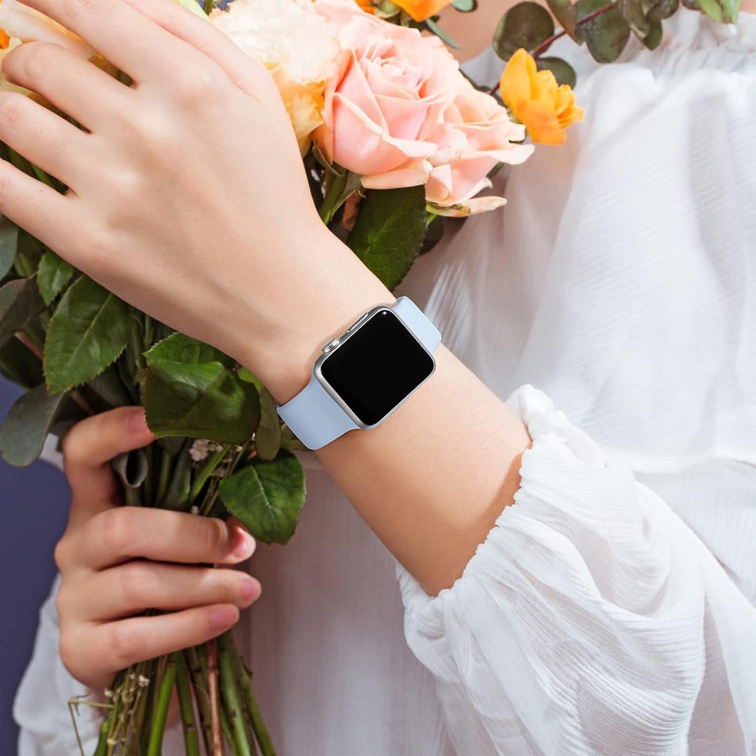 Apple Watch 38mm / 39mm / 40mm / 41mm silikónové remienky 2ks modrý a ružový
