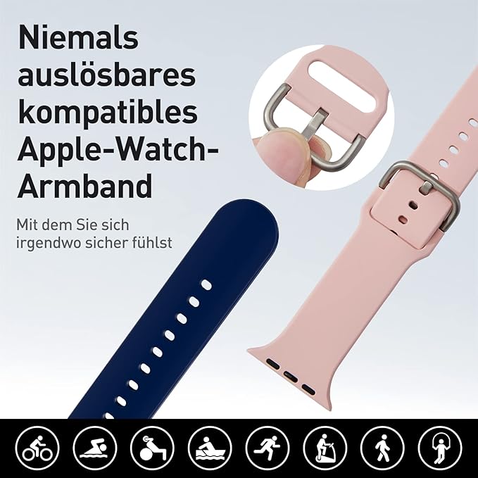 Apple Watch 38mm / 39mm / 40mm / 41mm silikónové remienky 2ks ružový a tmavo modrý