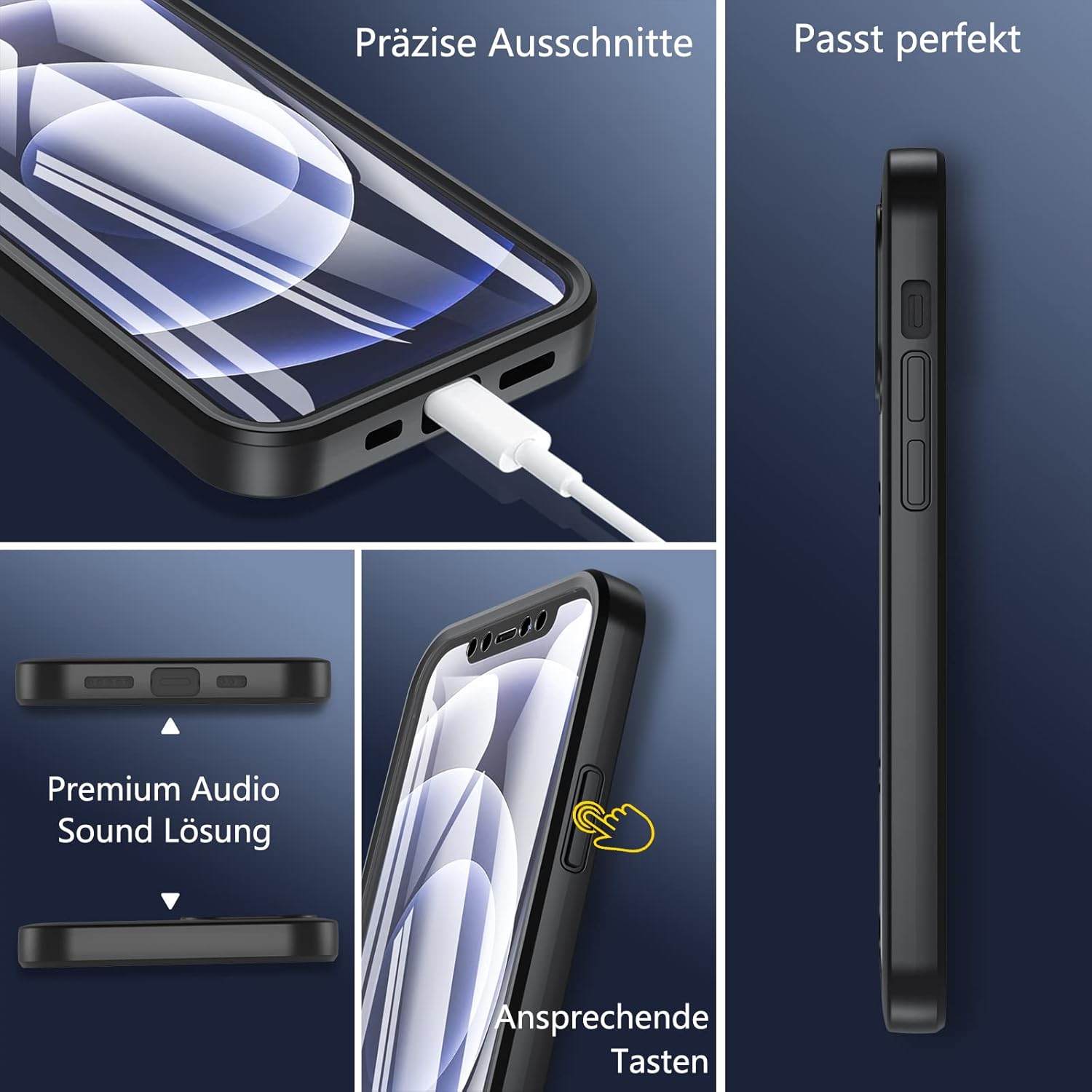 iPhone 12 / 12 Pro celotelové 360° púzdro čierne