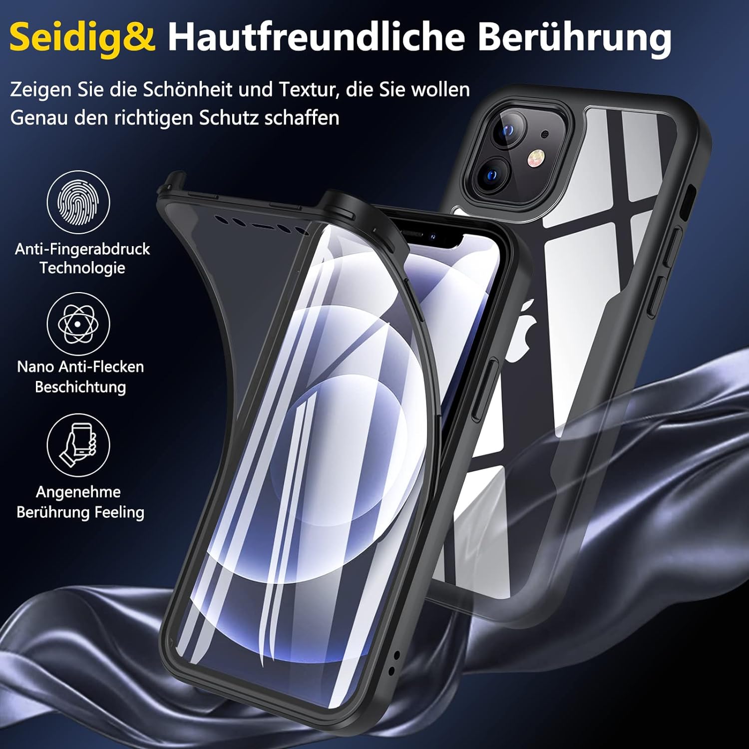 iPhone 12 / 12 Pro celotelové 360° púzdro čierne