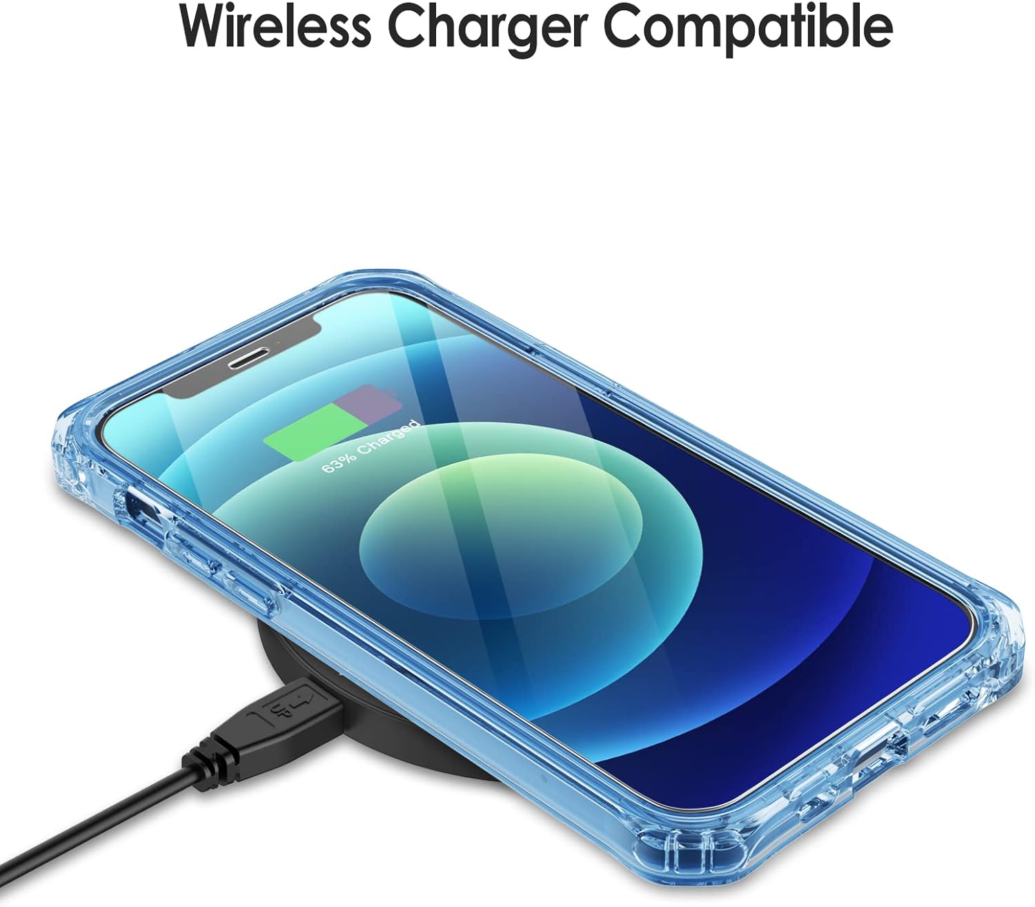 iPhone 12 / 12 Pro tvrdené púzdro priehľadné s modrým lemom