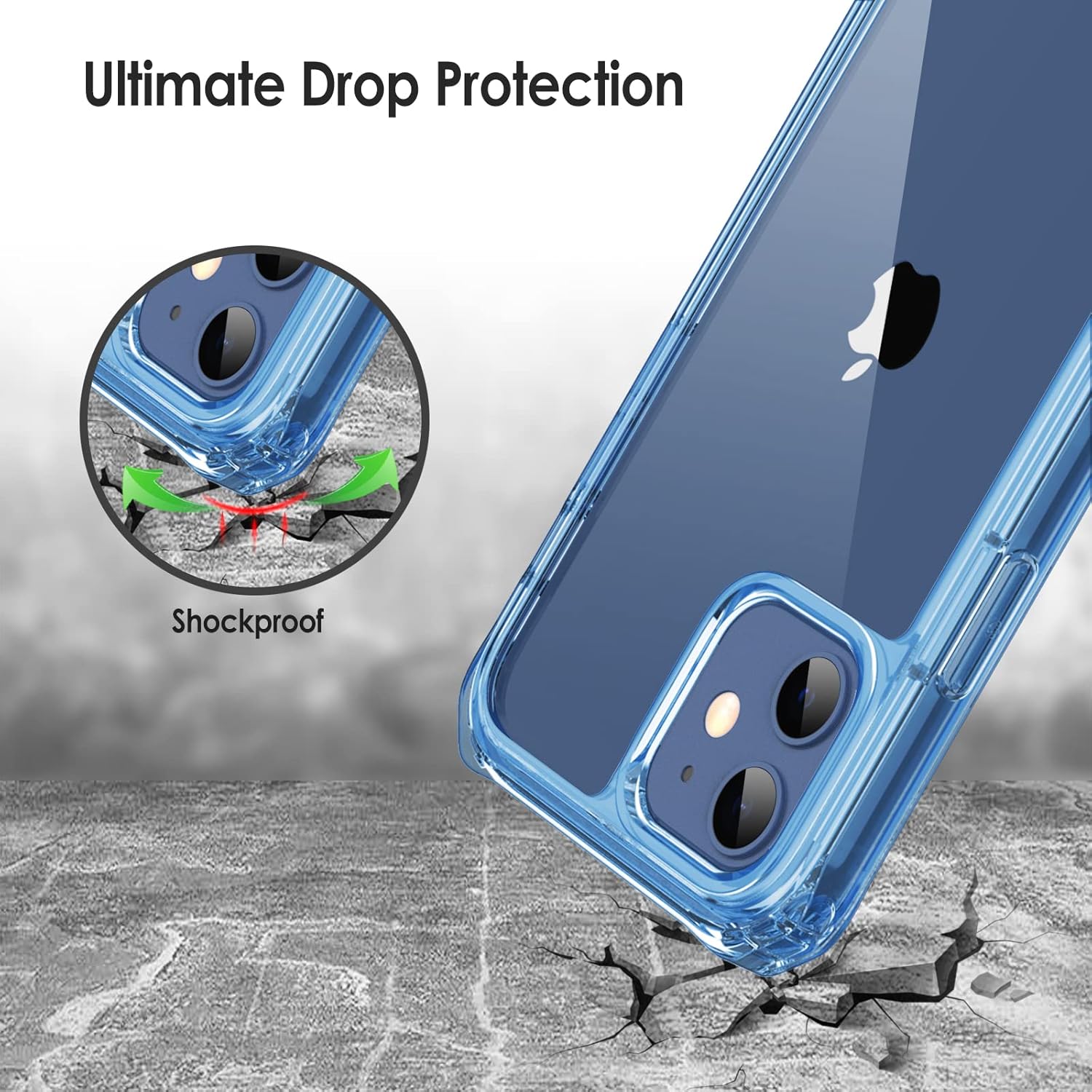 iPhone 12 / 12 Pro tvrdené púzdro priehľadné s modrým lemom