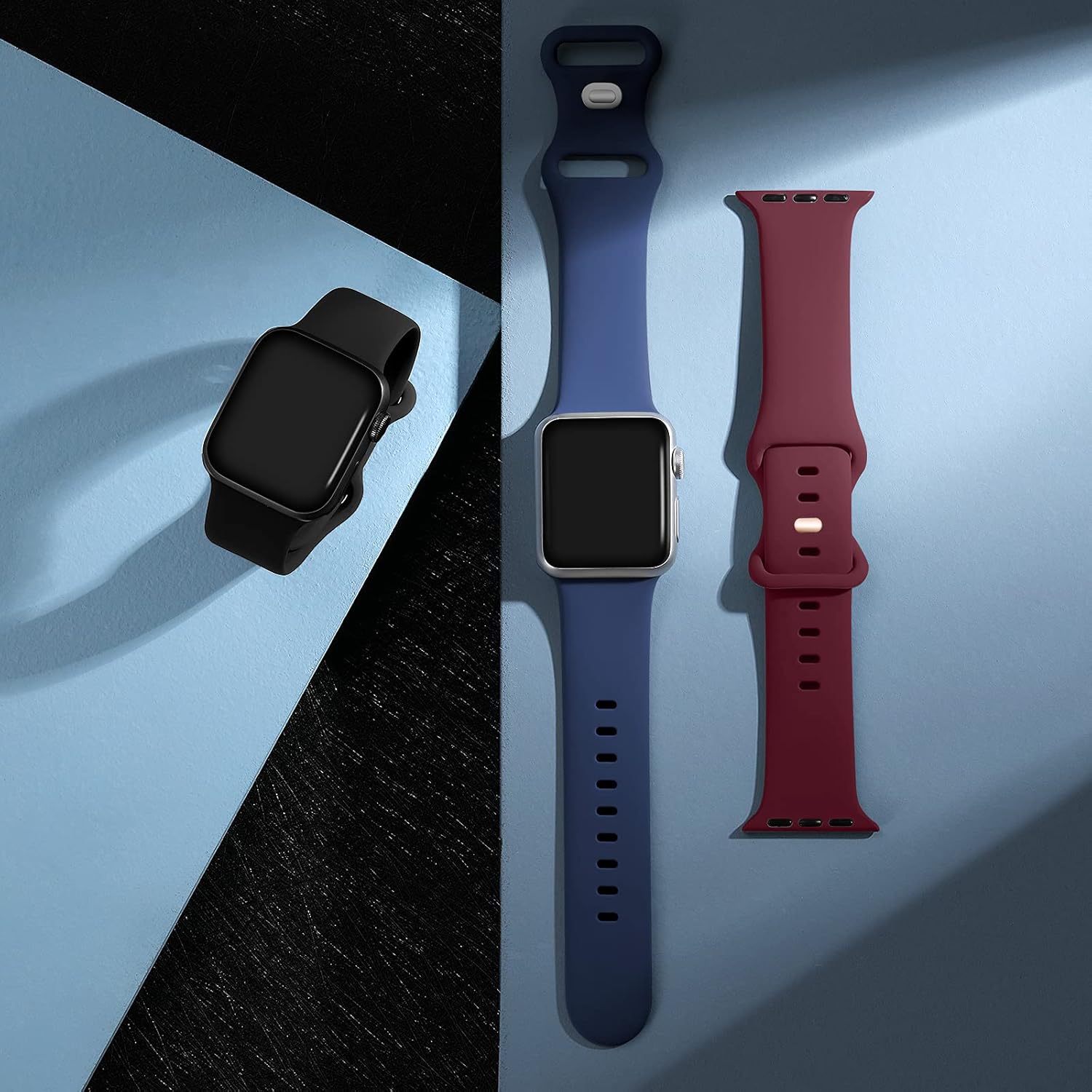 Apple Watch 38mm / 39mm / 40mm / 41mm silikónové remienky 3ks veľkosť M/L