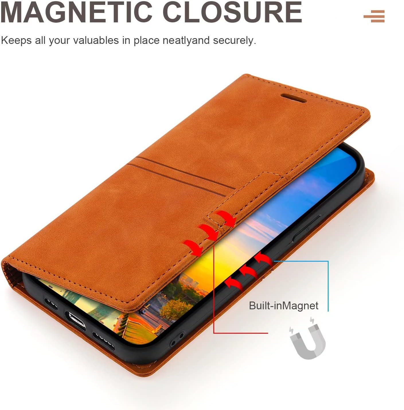 iPhone 12 Pro Max kožené púzdro book hnedé a ochranné sklo na displej