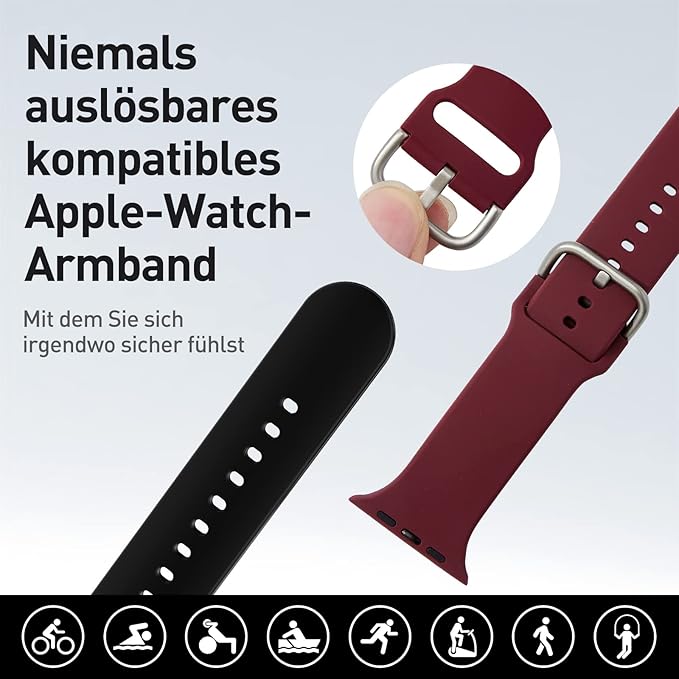 Apple Watch 38mm / 40mm / 41mm silikónové remienky 2ks čierny a vínovo červený