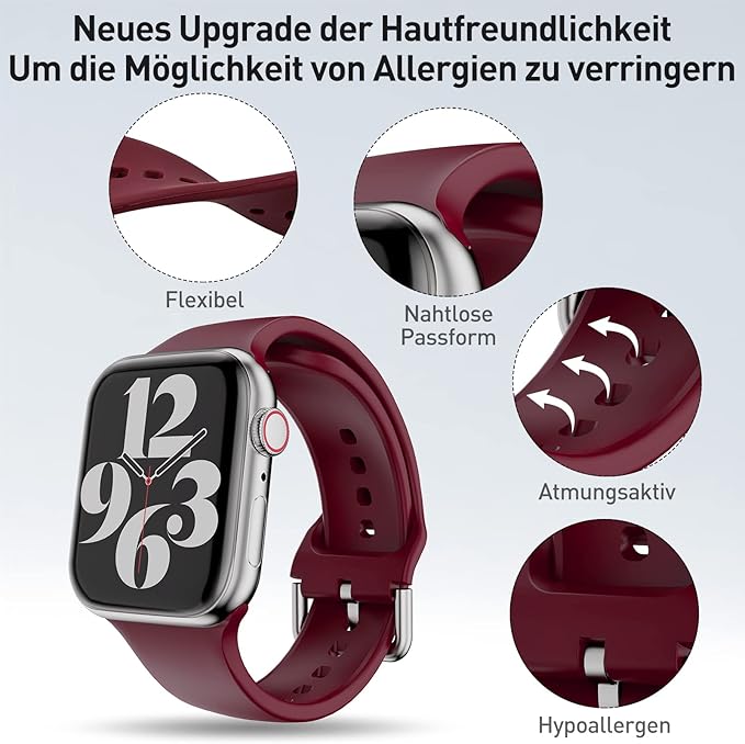 Apple Watch 38mm / 40mm / 41mm silikónové remienky 2ks čierny a vínovo červený
