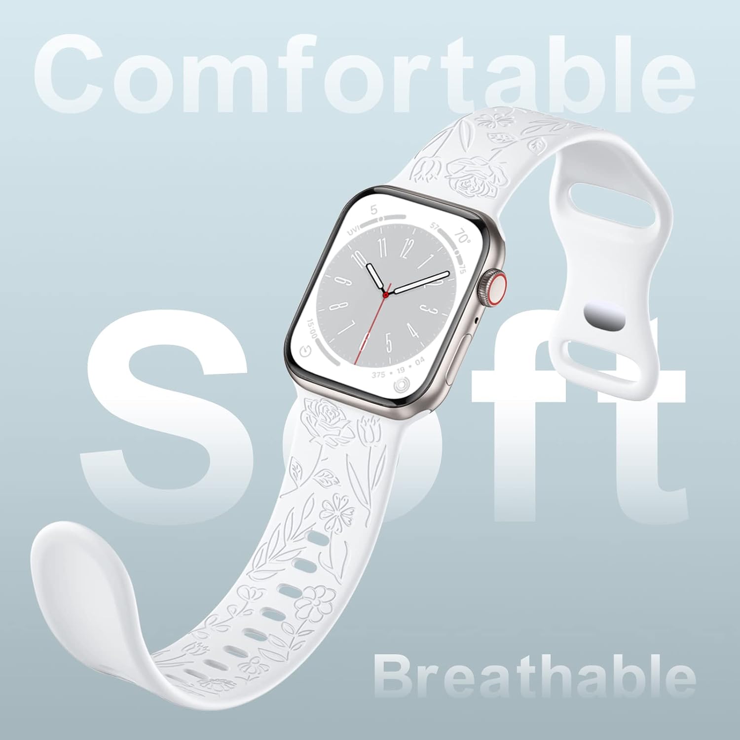 Apple Watch 41mm / 40mm / 39mm / 38mm silikónový remienok s rytinou ruží