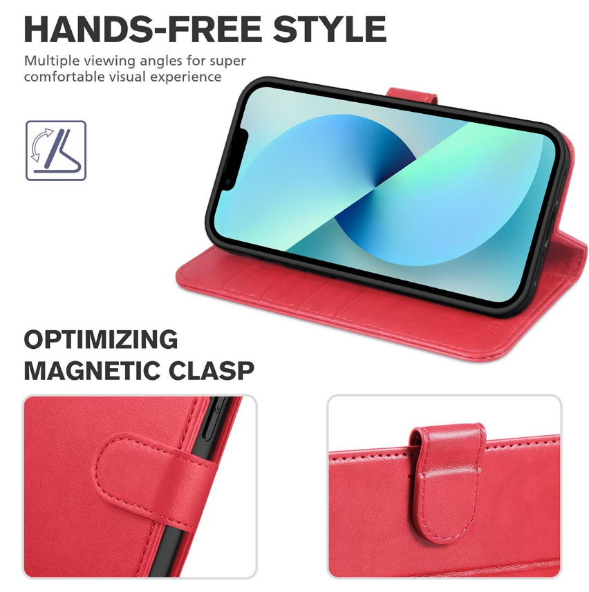iPhone 13 / 14 púzdro book TUCCH blokovanie RFID červené