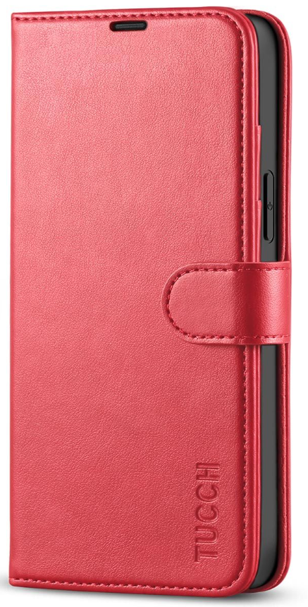 iPhone 13 / 14 púzdro book TUCCH blokovanie RFID červené