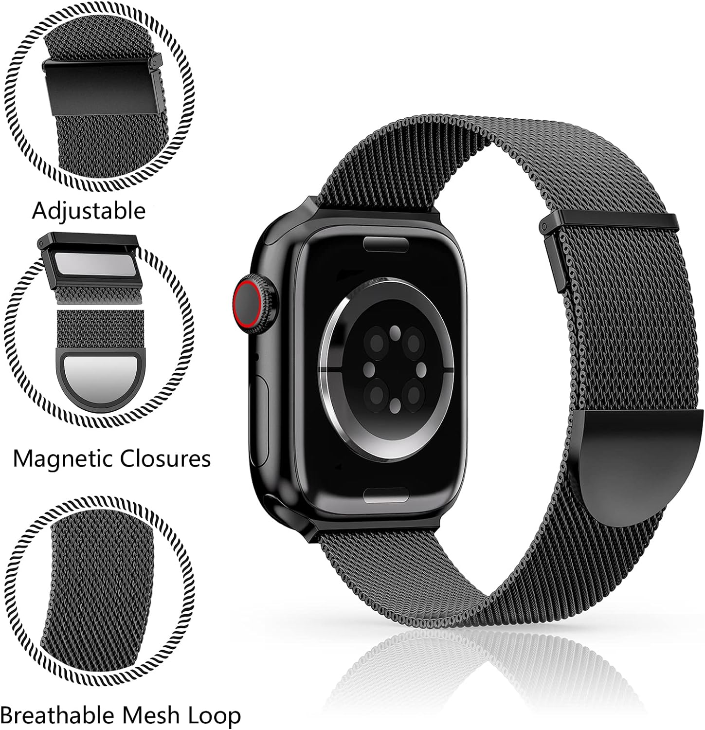 Apple Watch 49mm / 46mm / 45mm / 44mm / 42mm kovový remienok čierny