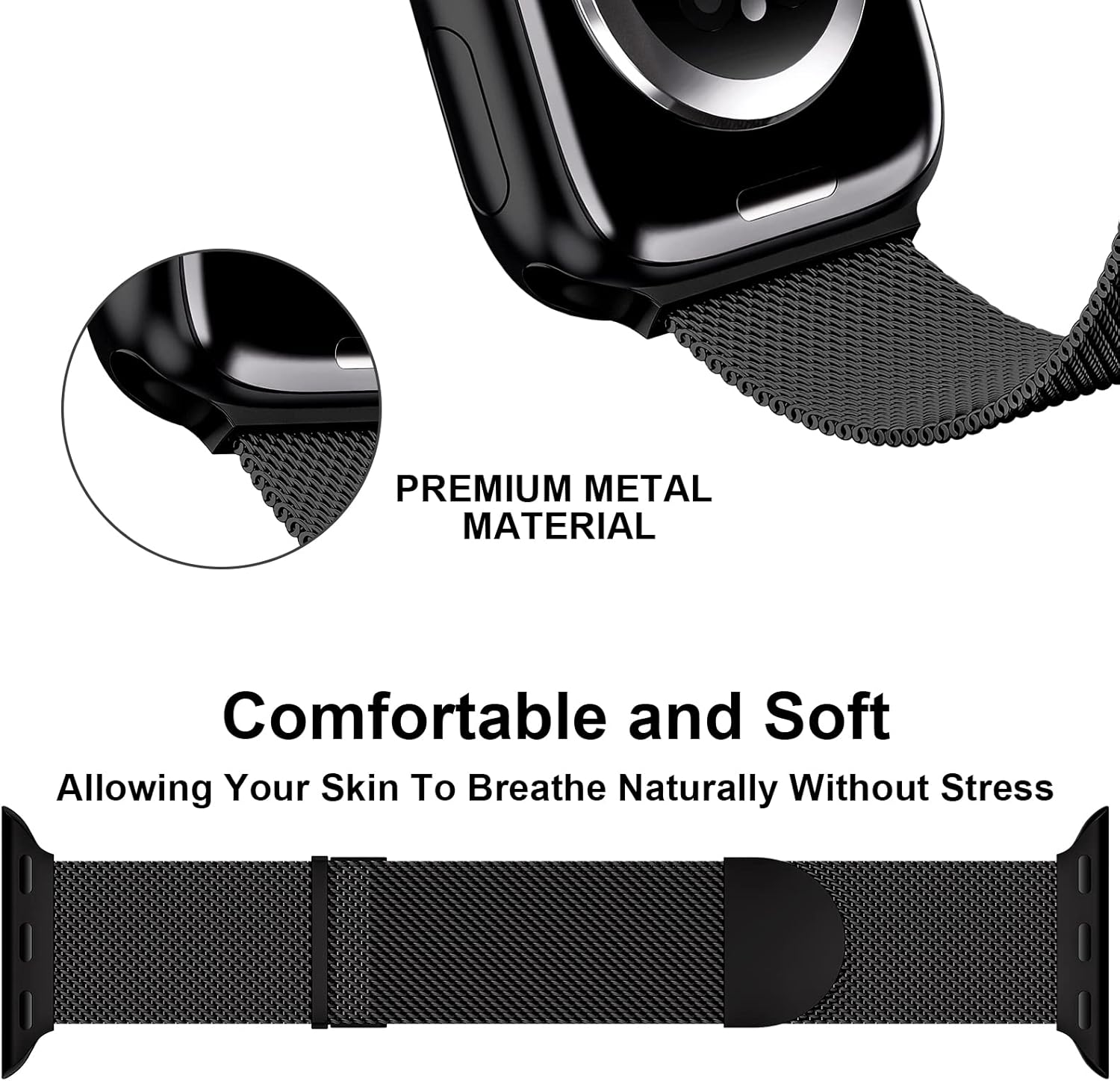 Apple Watch 49mm / 46mm / 45mm / 44mm / 42mm kovový remienok čierny