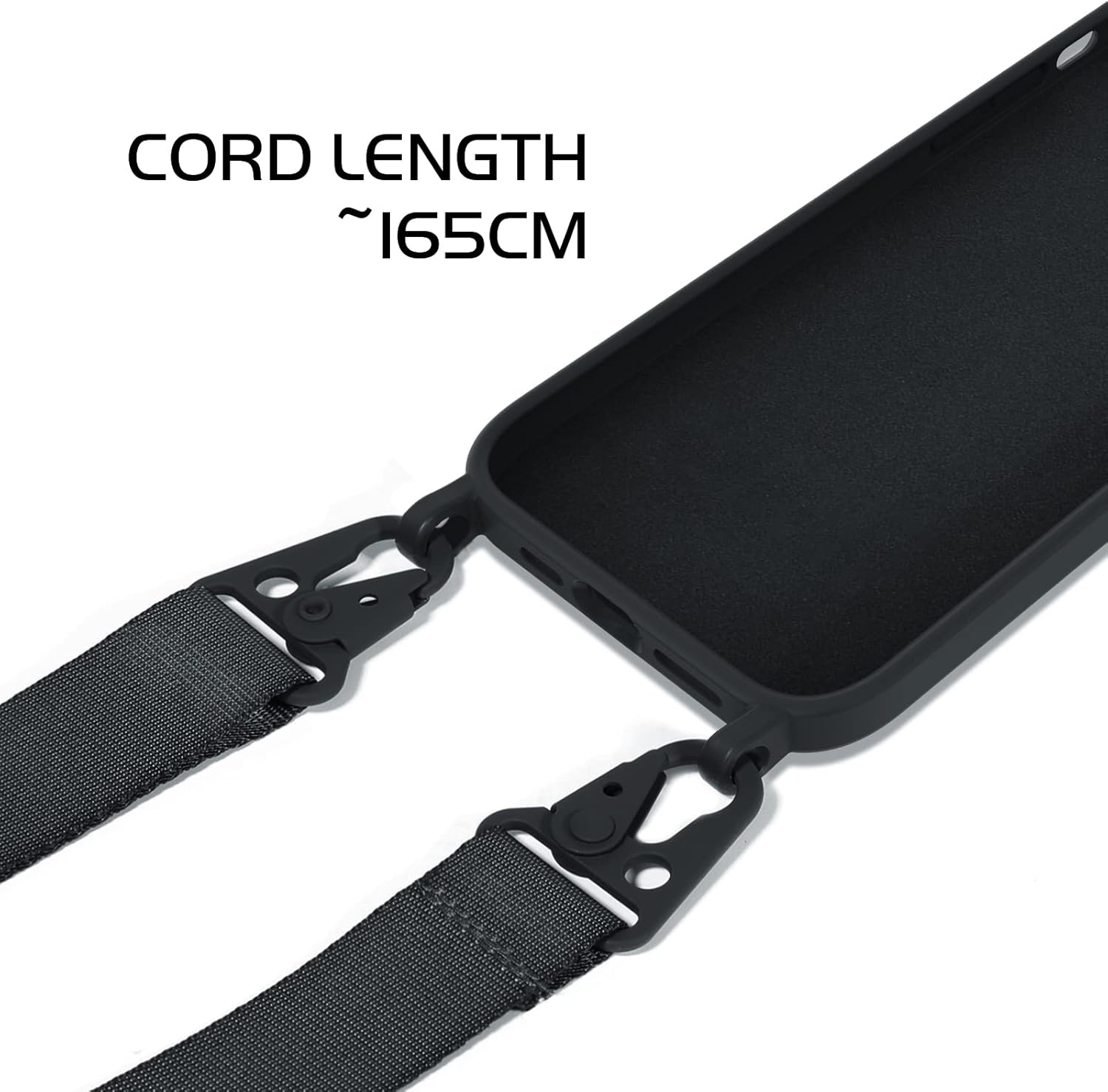 iPhone 13 / 14 zadné gumené púzdro s popruhom čierne