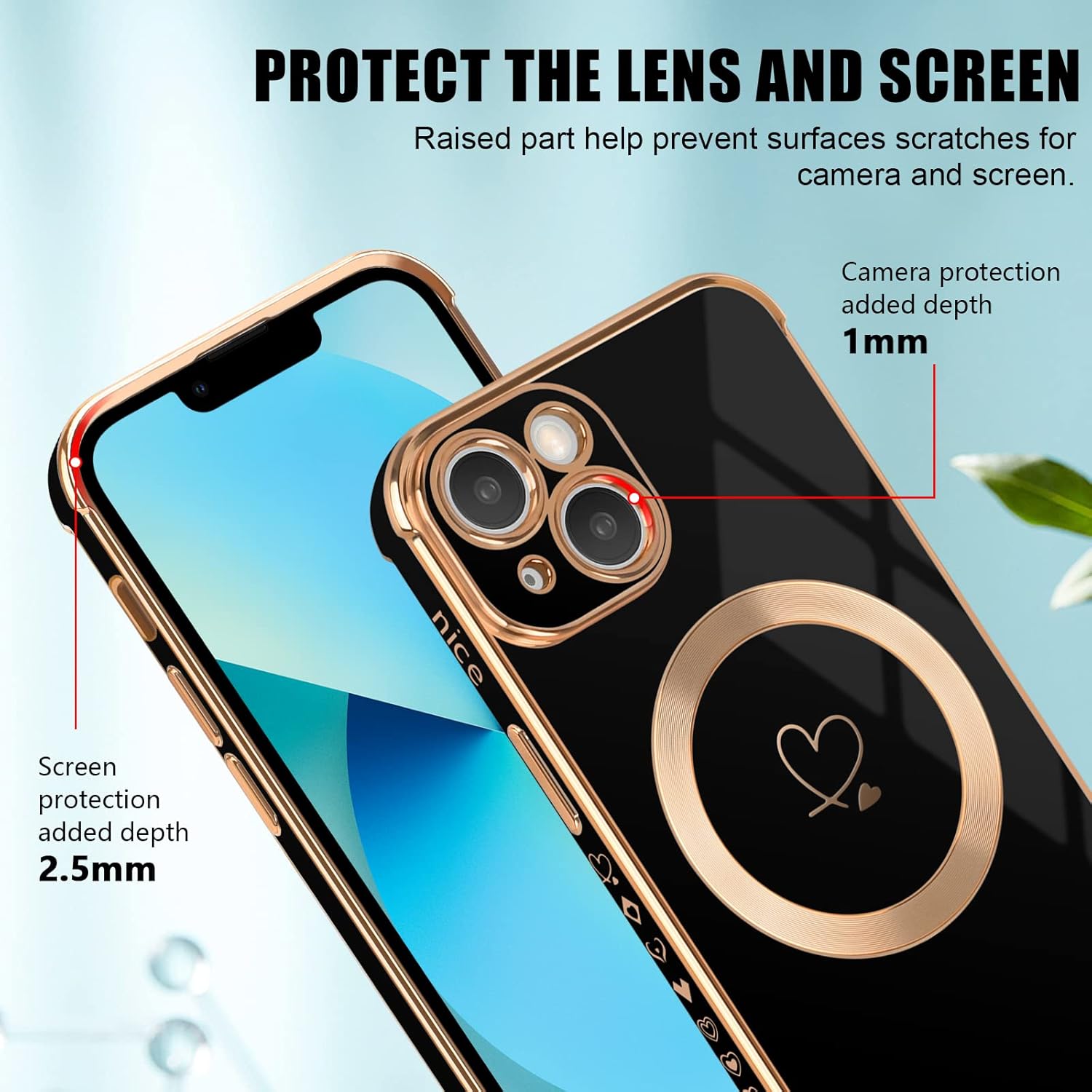 iPhone 13 / 14 zadné magnetické púzdro MagSafe čierne Heart