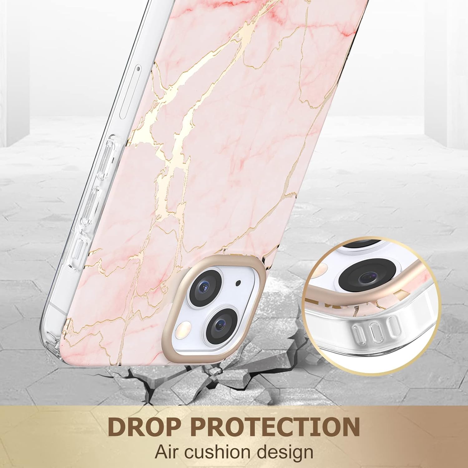iPhone 13 / 14 zadné púzdro Marble ružové
