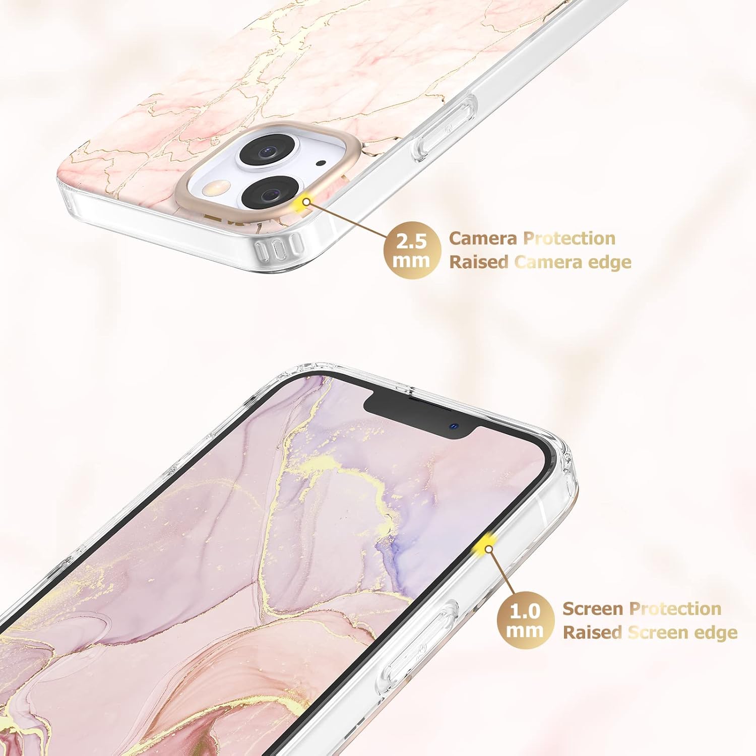 iPhone 13 / 14 zadné púzdro Marble ružové