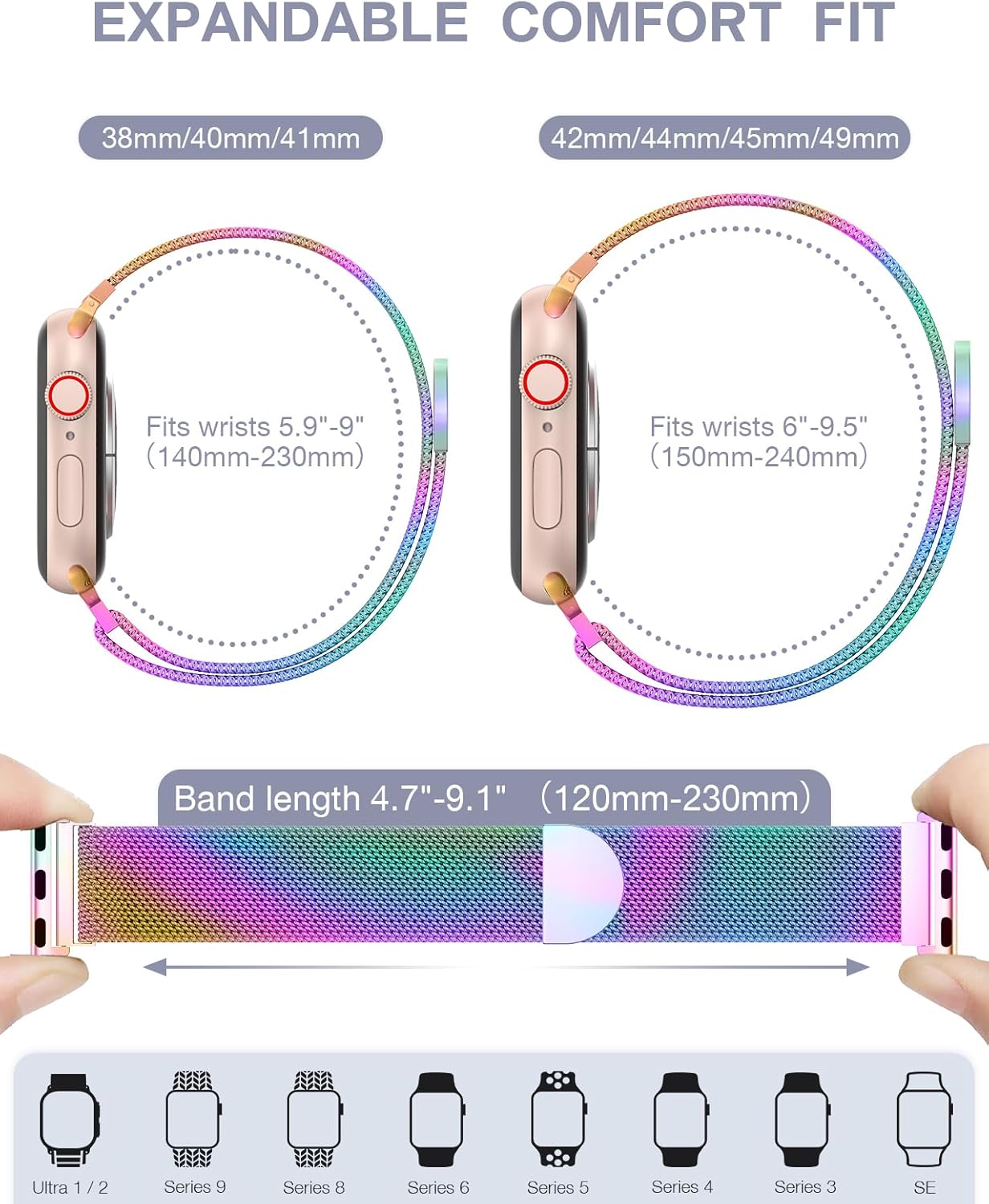 Apple Watch 49mm / 46mm / 45mm / 44mm / 42mm kovový remienok multicolor