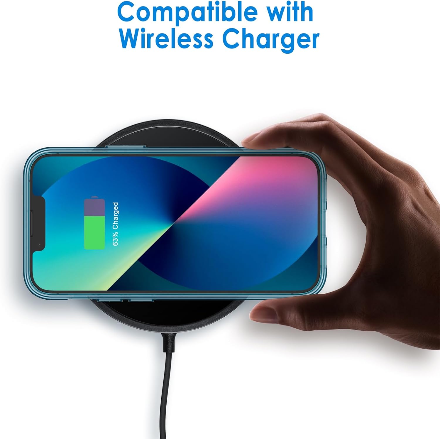 iPhone 13 Mini zadné púzdro nežltnúce, priehľadné s modrým lemom