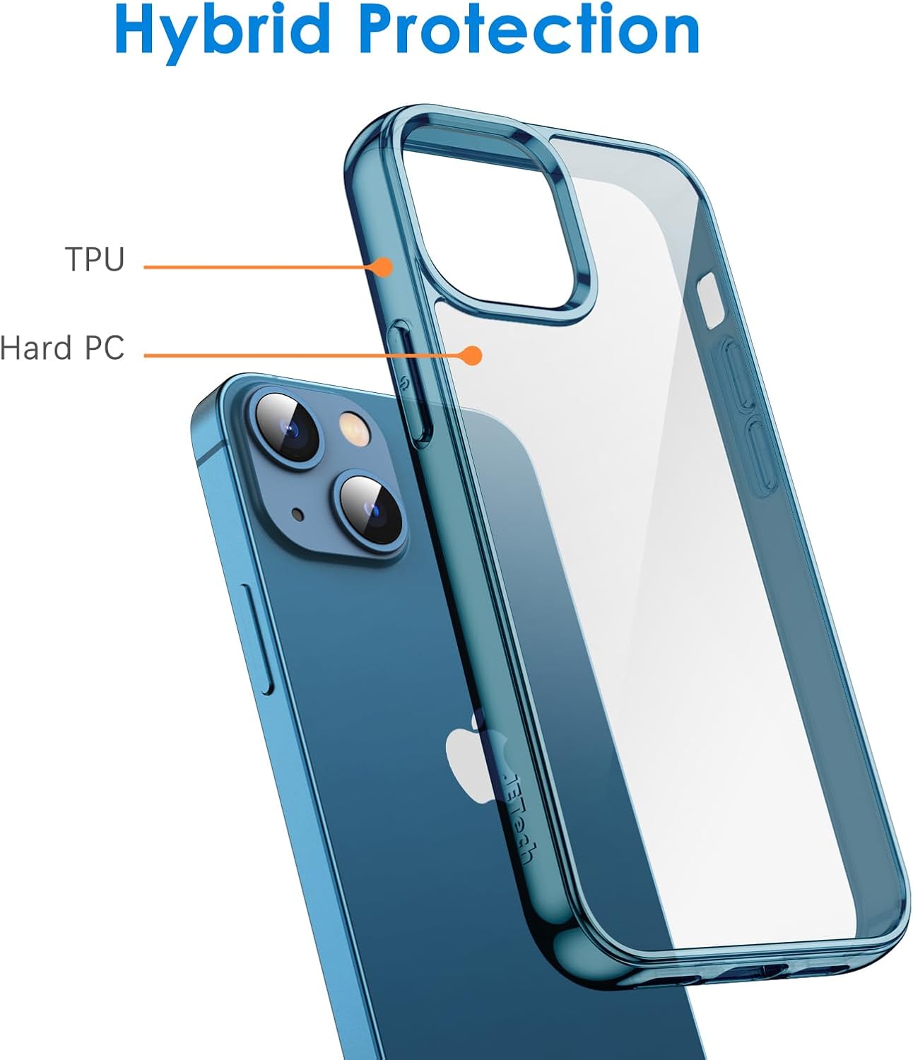 iPhone 13 Mini zadné púzdro nežltnúce, priehľadné s modrým lemom